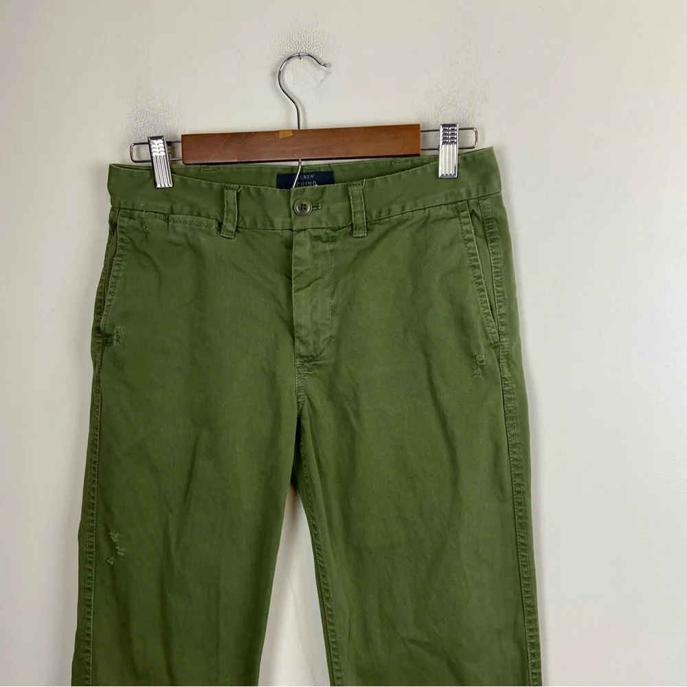 J Crew Olive Green Chinos Pants Preppy Academia Business Casual Office Size 0‎